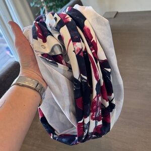 Lululemon Floral Printed Infinity Scarf - White, Navy & Burgundy